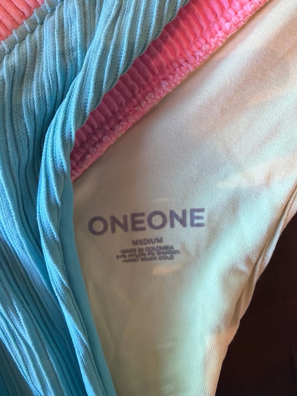 ONEONE Pastel Ribbed Bikini Set - Powder Blue & Bubblegum Pink - Picture 3 of 5